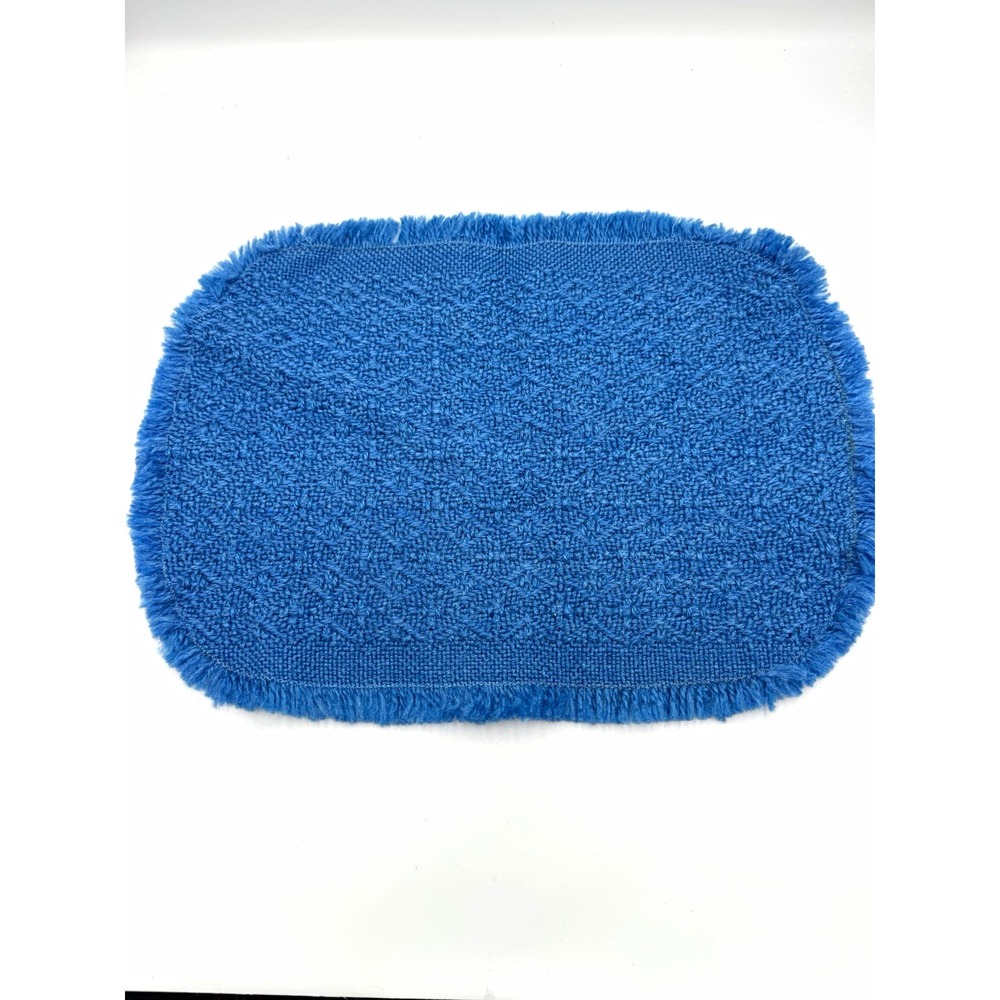 Vintage Set of 4 Blue Solid Raw Hem Placemats